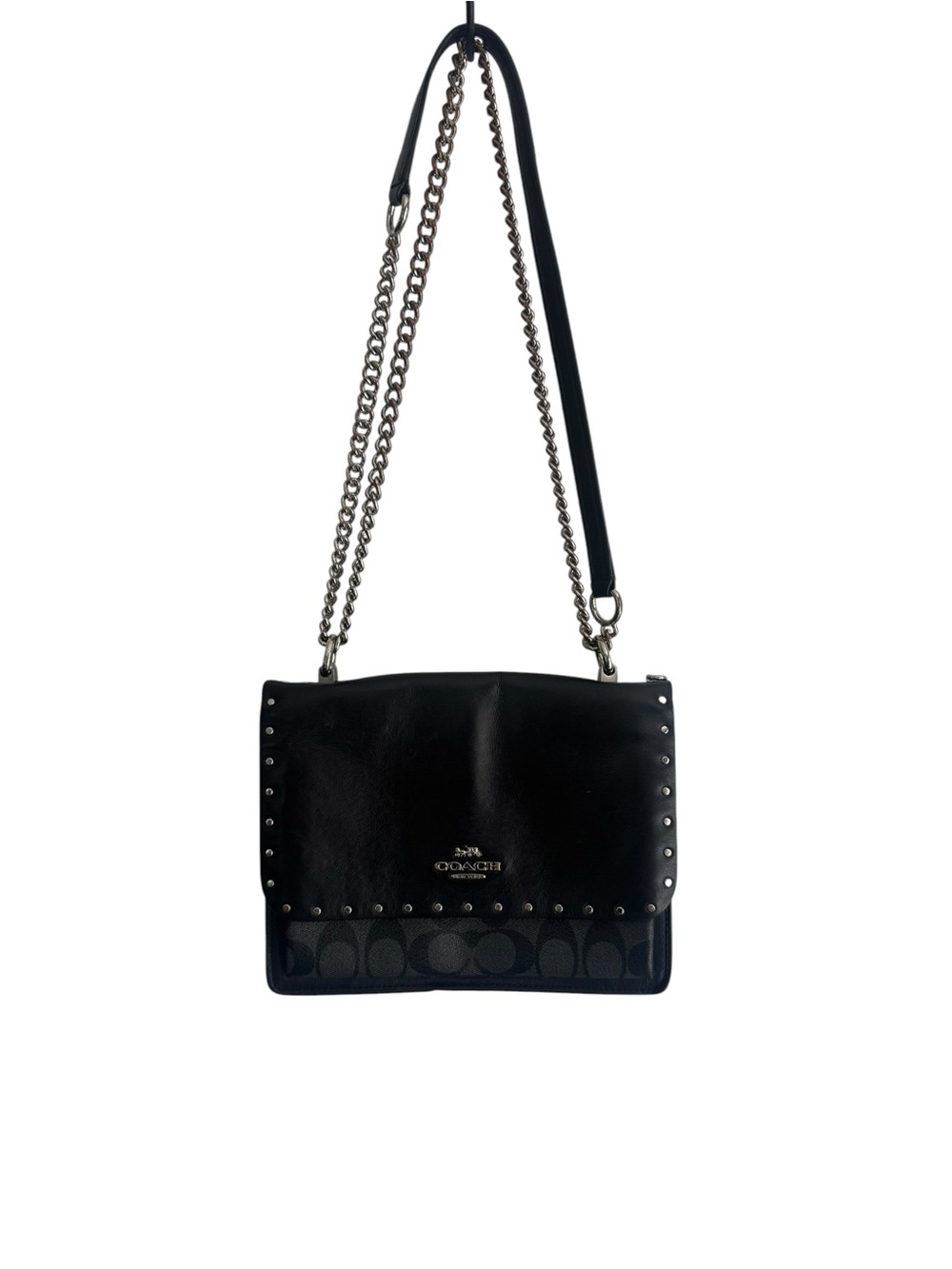 Coach Studded Leather Flap Crossbody with Chain Strap & Bonus wristlet ❤️